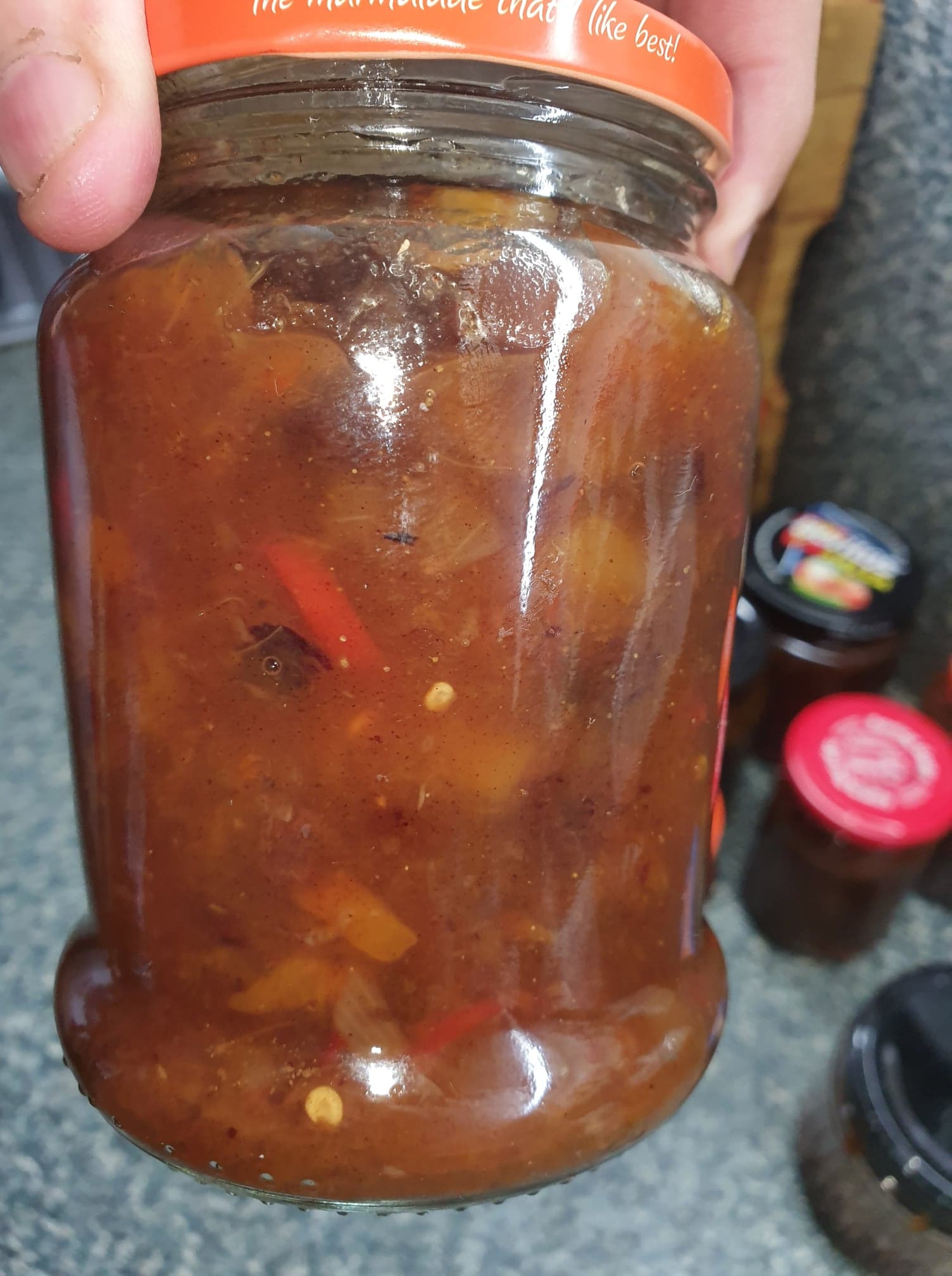 A completed jar of chutney